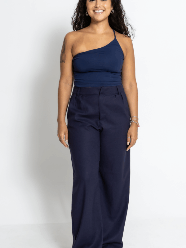 CALÇA MANHATTAN (LINHO ECO) AZUL MARINHO